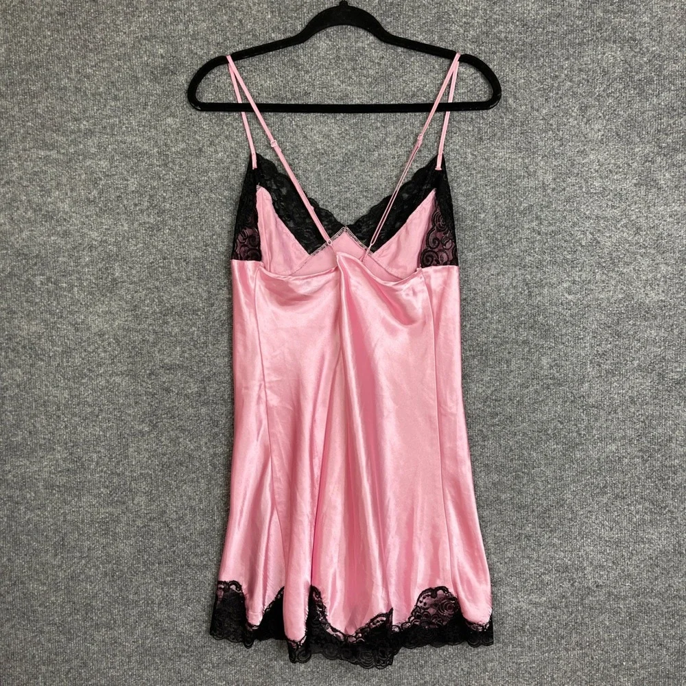 Vintage Y2K Frederick's of Hollywood Satin Slip Dress XL  Excellent Lace